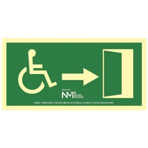 SEÑAL FOTOLUMINISCENTE EVACUACIÓN MINUSVALIDOS DERECHA PVC